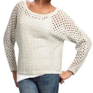 CAbi #707 Seaside Pullover Crop Sweater  Open Knit Women’s Size Medium